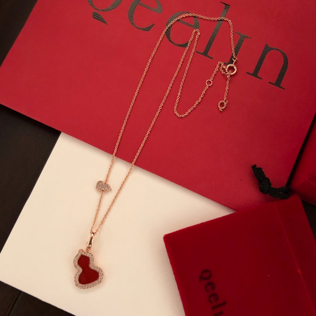 rose gold crystal rose Necklace for women - product detail view
