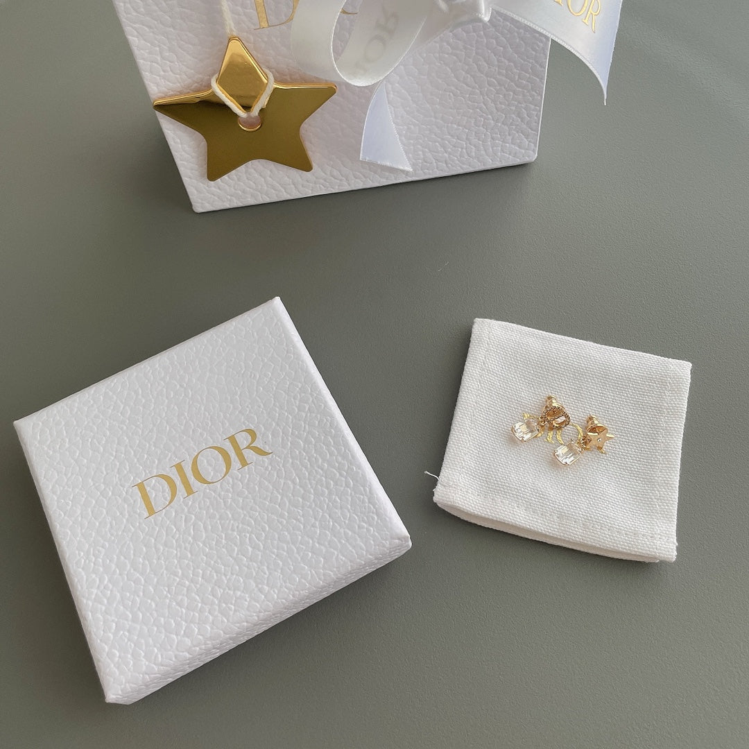 silver crystal star Stud Earrings for unisex couple - alternate angle view 9