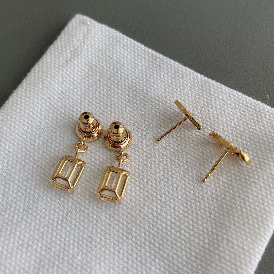 silver crystal star Stud Earrings for unisex couple - alternate angle view 8