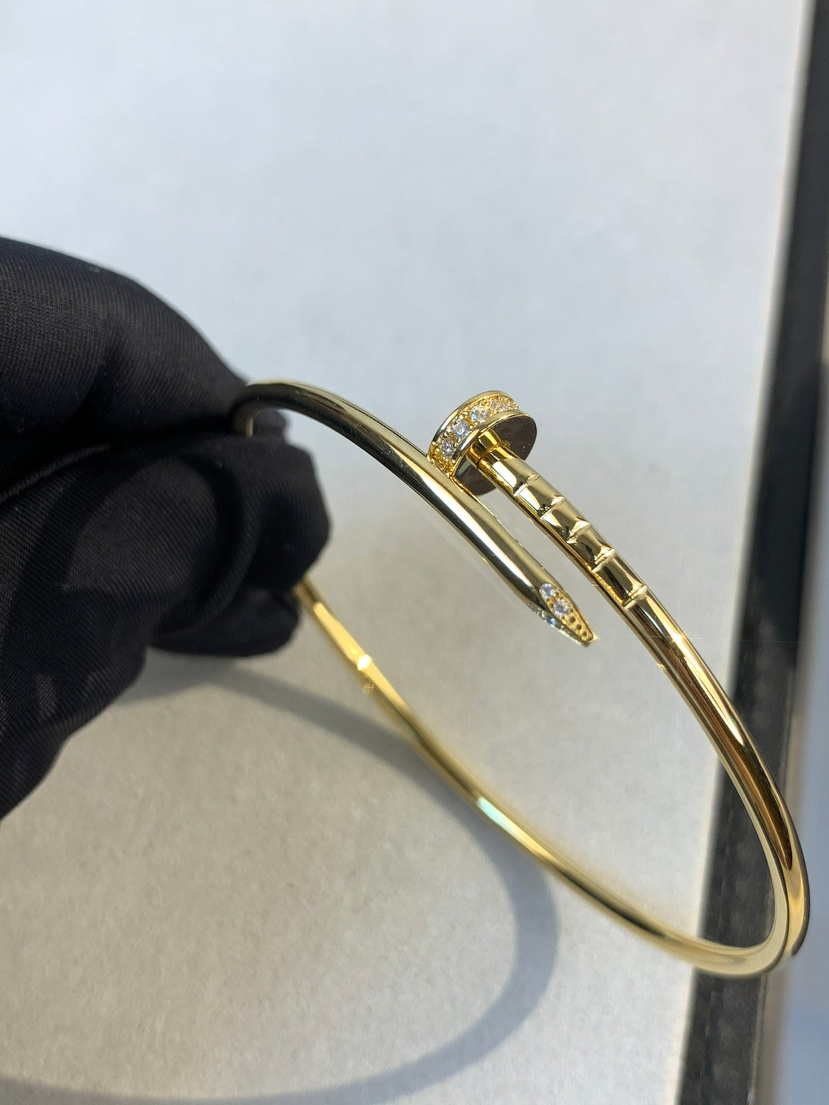 gold crystal crystal inlaid Bangle for women - alternate angle view 3