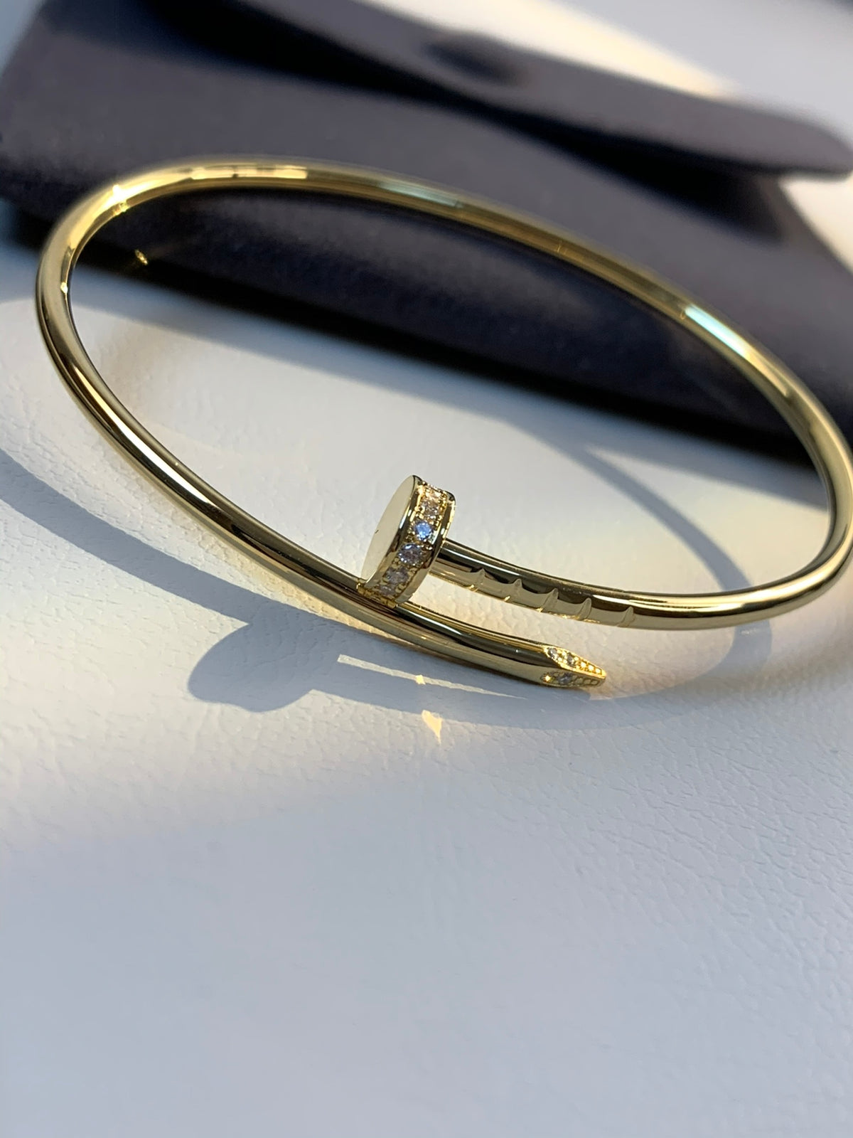 gold crystal crystal inlaid Bangle for women - alternate angle view 2