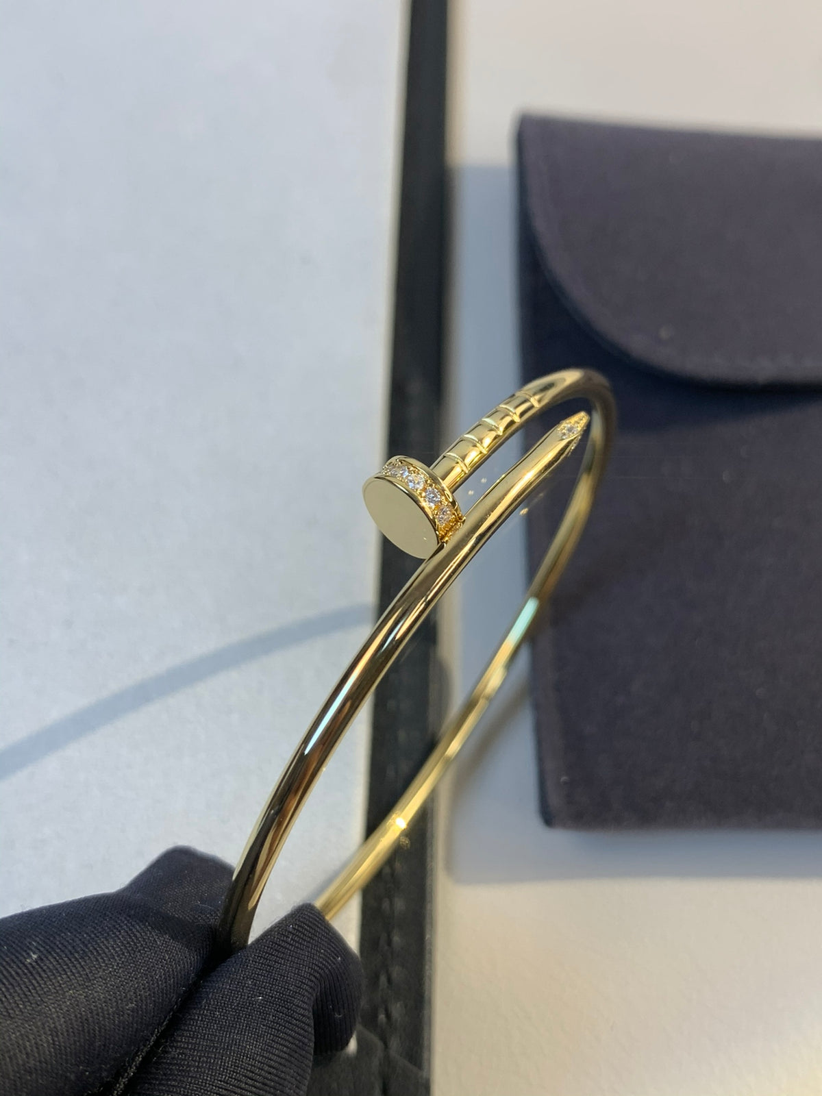 gold crystal crystal inlaid Bangle for women - alternate angle view 8