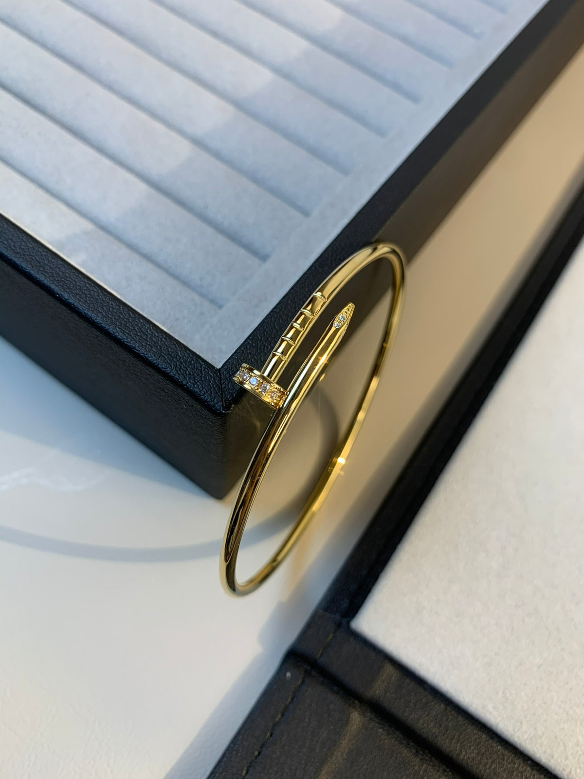 gold crystal crystal inlaid Bangle for women - alternate angle view 6