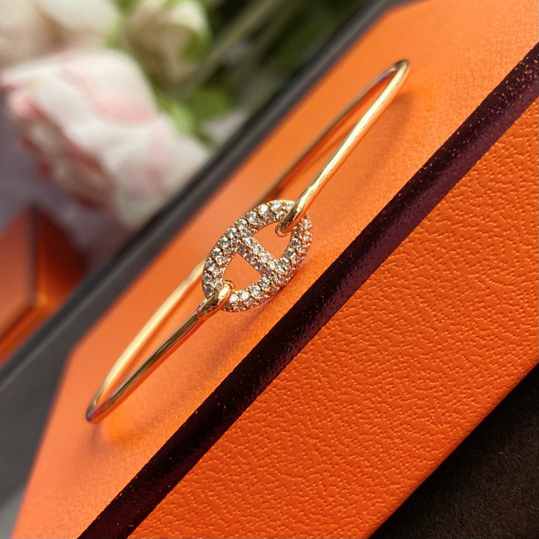 rose gold crystal rose Bangle for women - alternate angle view 5
