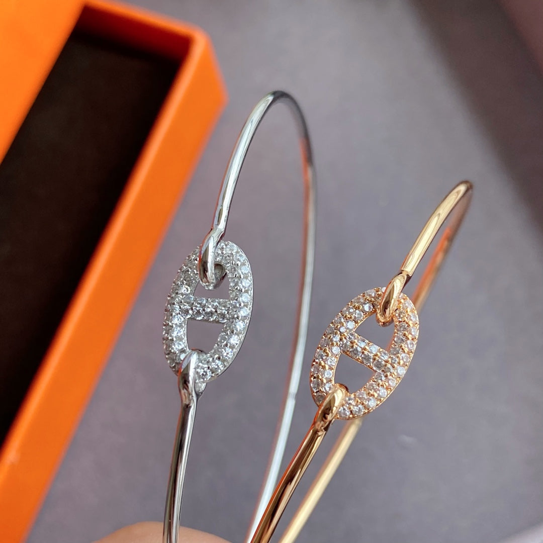 rose gold crystal rose Bangle for women - product detail view