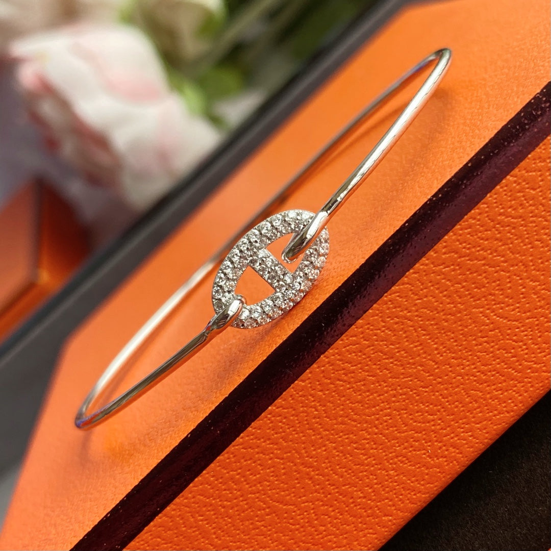 rose gold crystal rose Bangle for women - alternate angle view 4