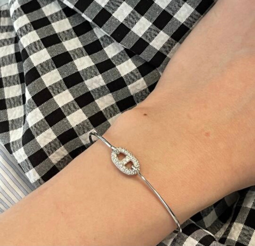 rose gold crystal rose Bangle for women - alternate angle view 3