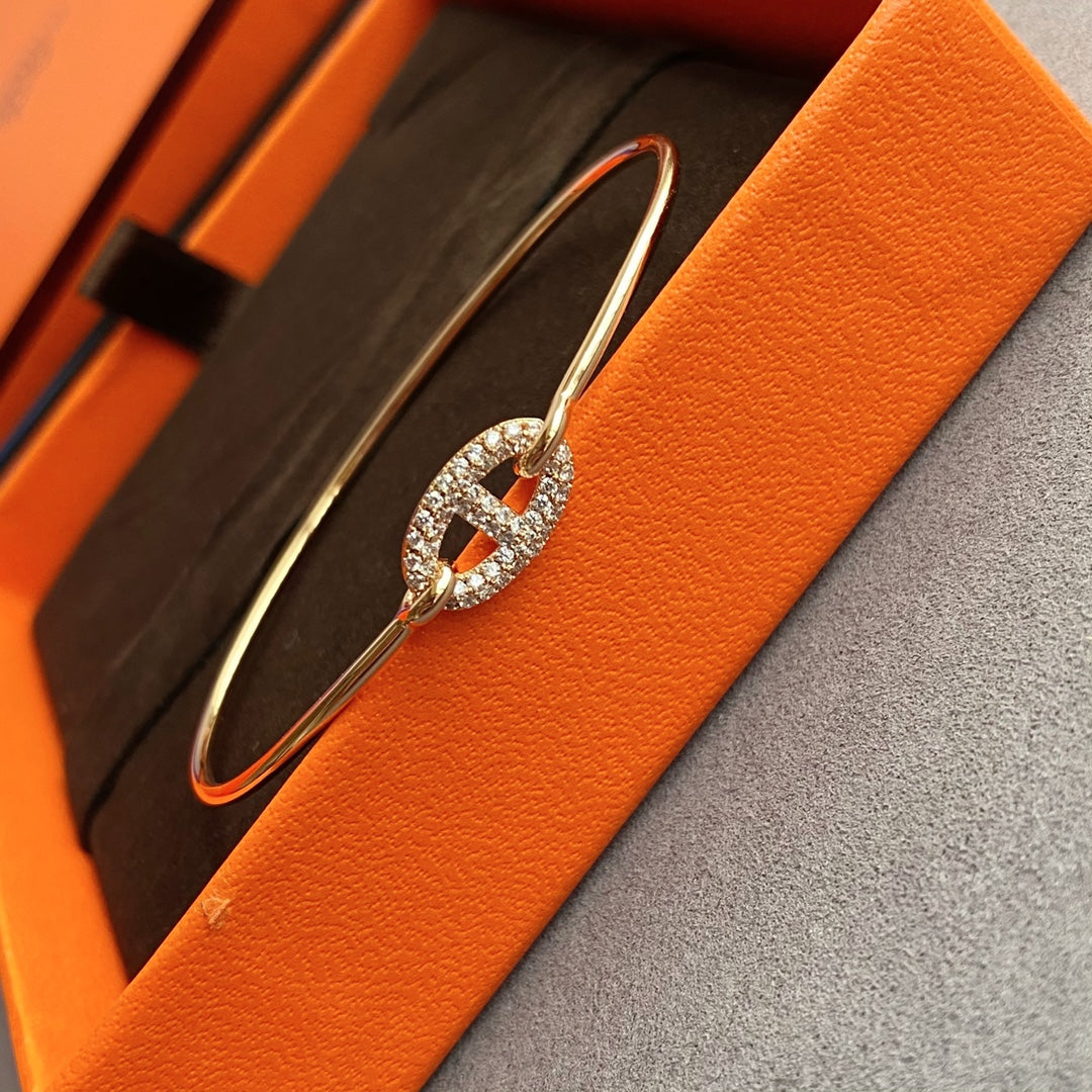 rose gold crystal rose Bangle for women - alternate angle view 2