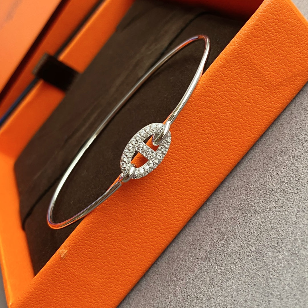 rose gold crystal rose Bangle for women - alternate angle view 6