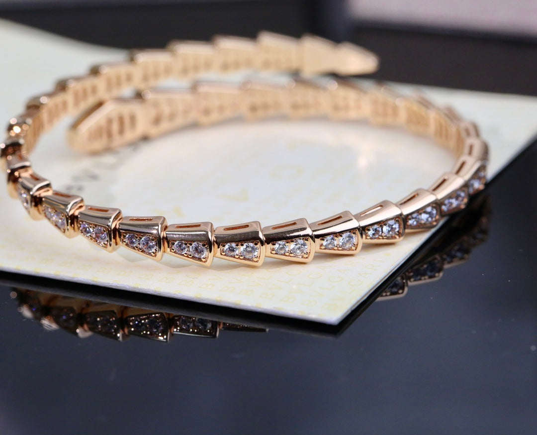 rose gold crystal floral Bangle for women - alternate angle view 6