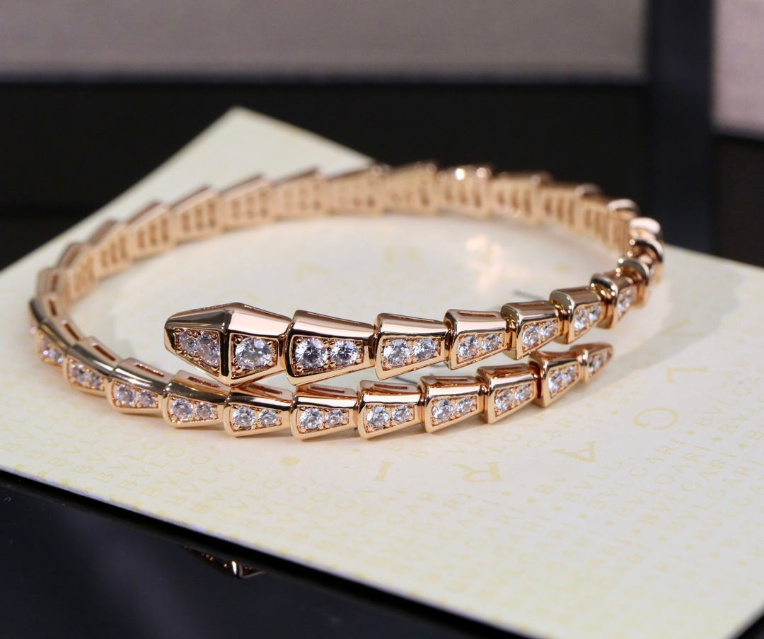 rose gold crystal floral Bangle for women - alternate angle view 2