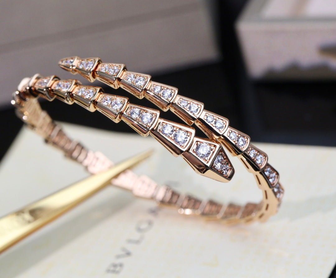 rose gold crystal floral Bangle for women - alternate angle view 4