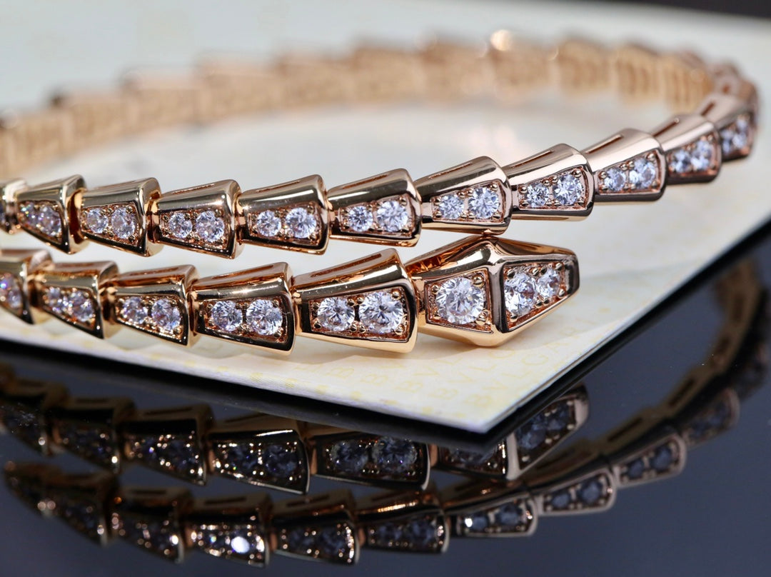 rose gold crystal floral Bangle for women - alternate angle view 5
