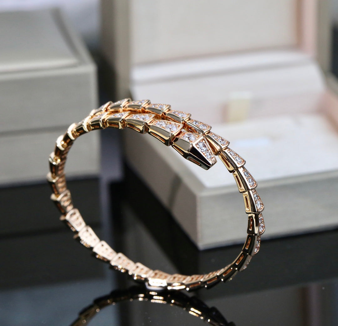 rose gold crystal floral Bangle for women - alternate angle view 7