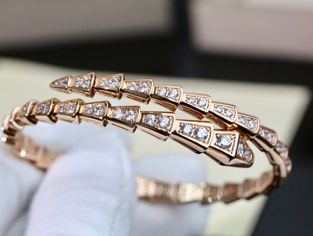 rose gold crystal floral Bangle for women - alternate angle view 9