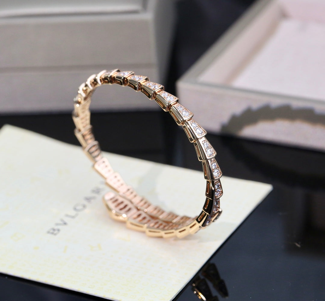 rose gold crystal floral Bangle for women - alternate angle view 3
