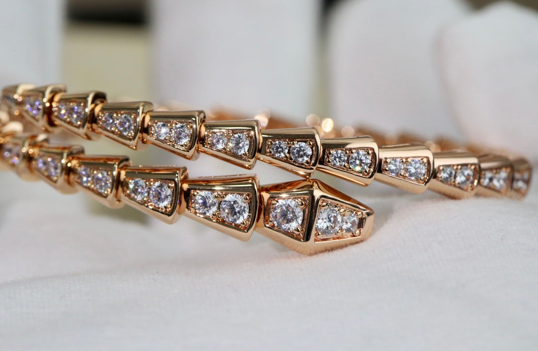 rose gold crystal floral Bangle for women - alternate angle view 8
