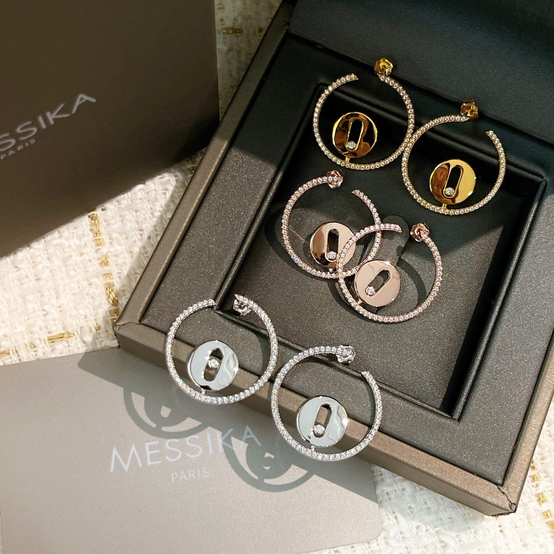 gold crystal elegant Stud Earrings for women - alternate angle view 9