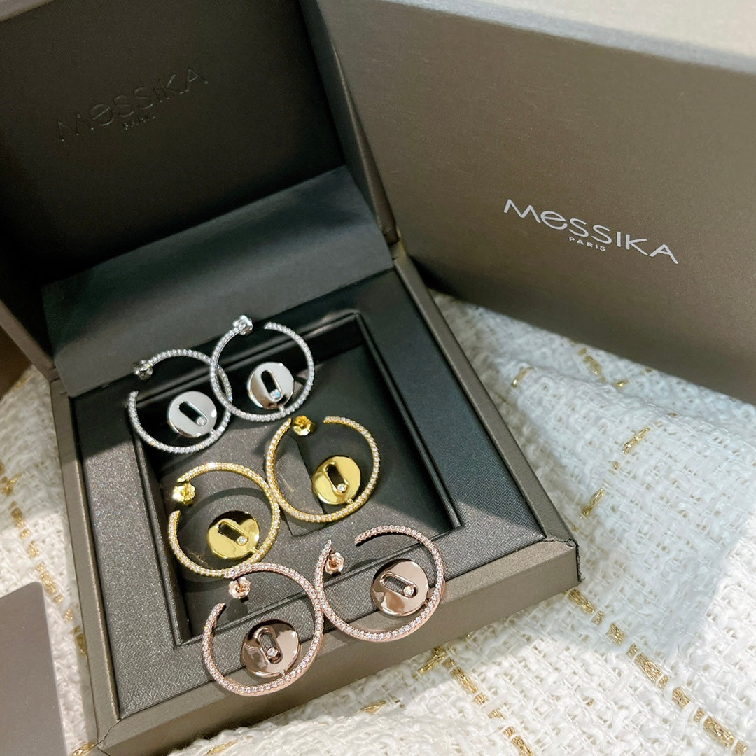 gold crystal elegant Stud Earrings for women - alternate angle view 5