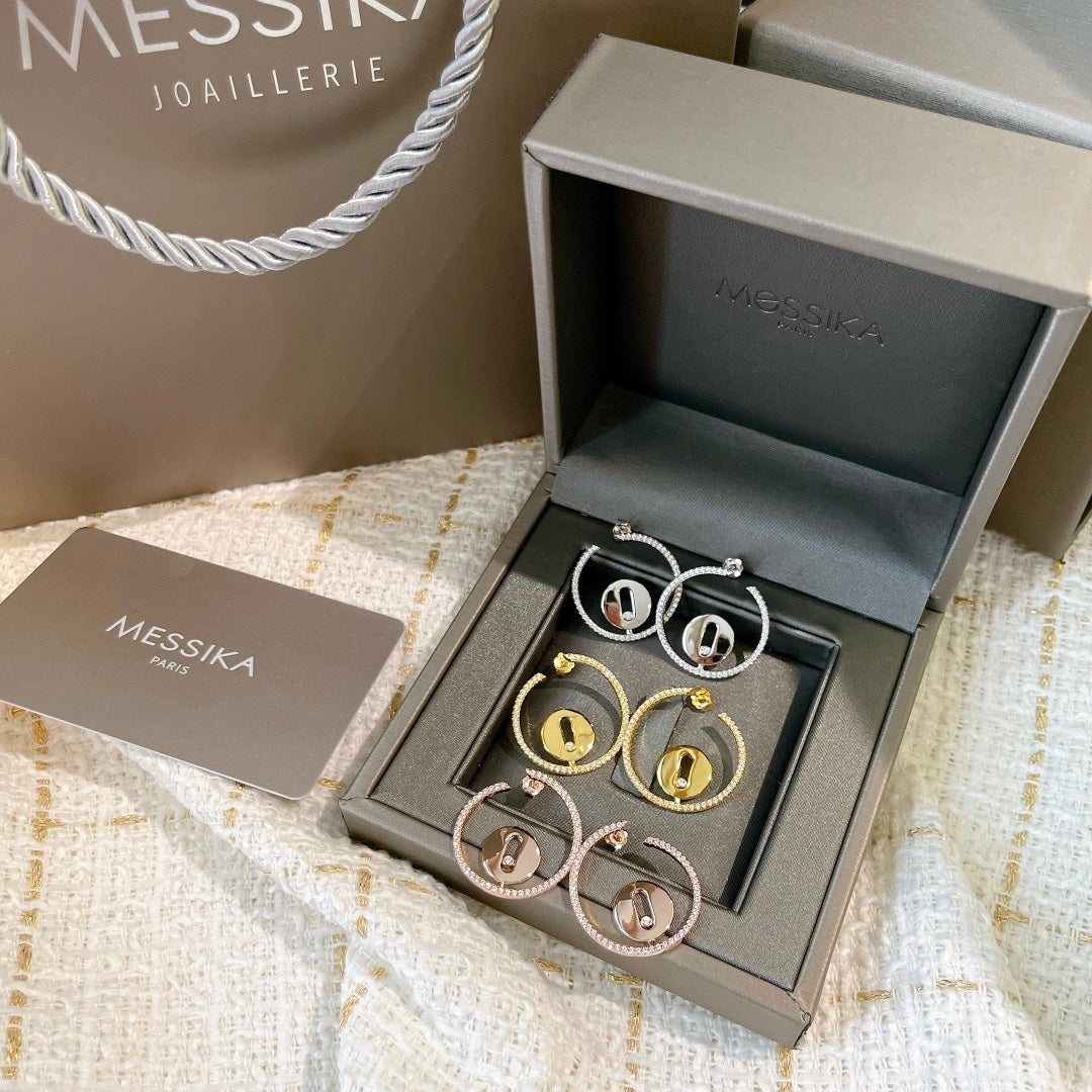 gold crystal elegant Stud Earrings for women - alternate angle view 4