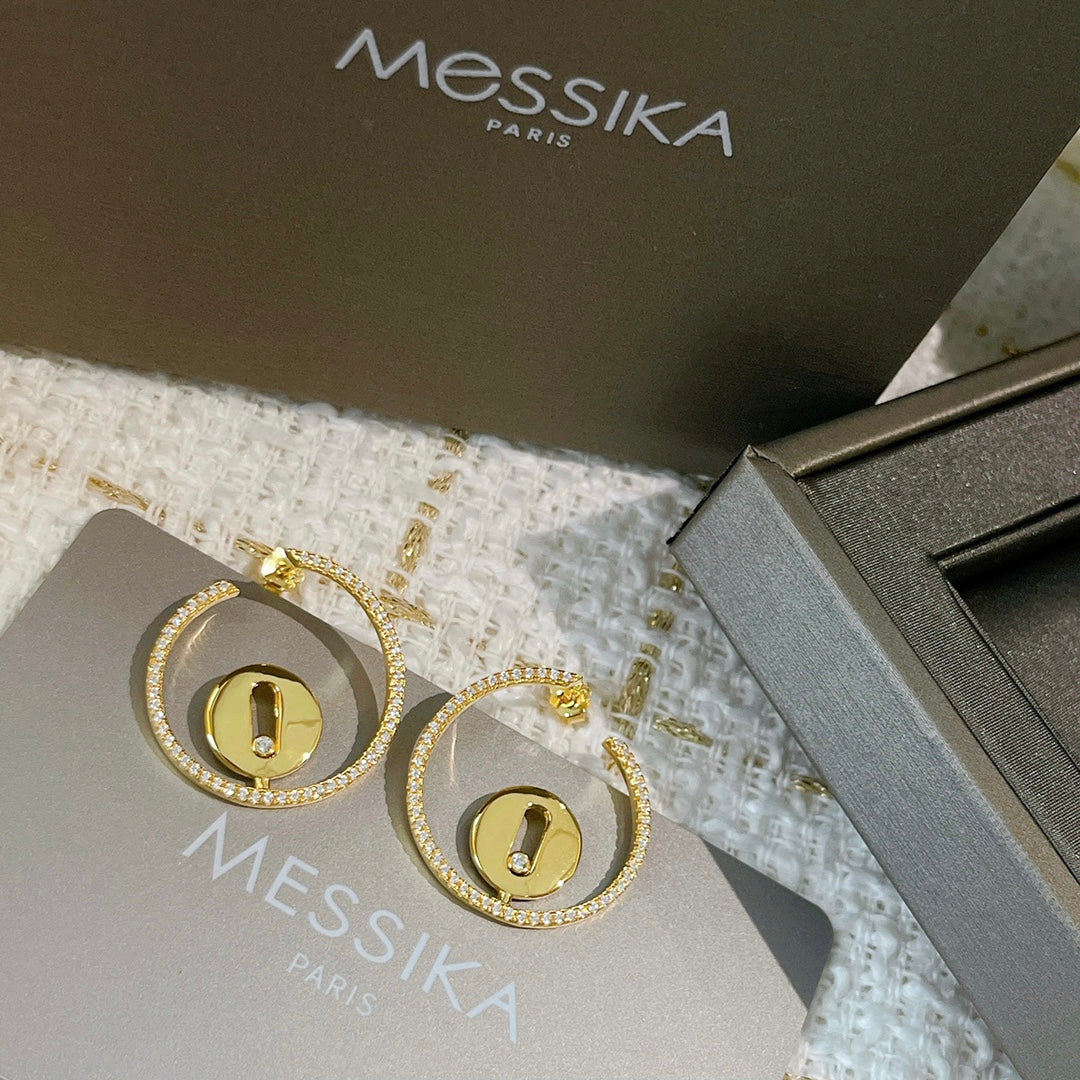 gold crystal elegant Stud Earrings for women - alternate angle view 2