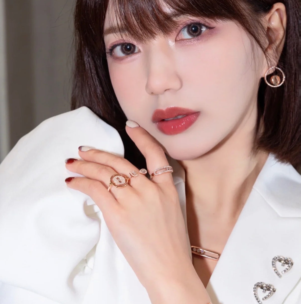 gold crystal elegant Stud Earrings for women - alternate angle view 7