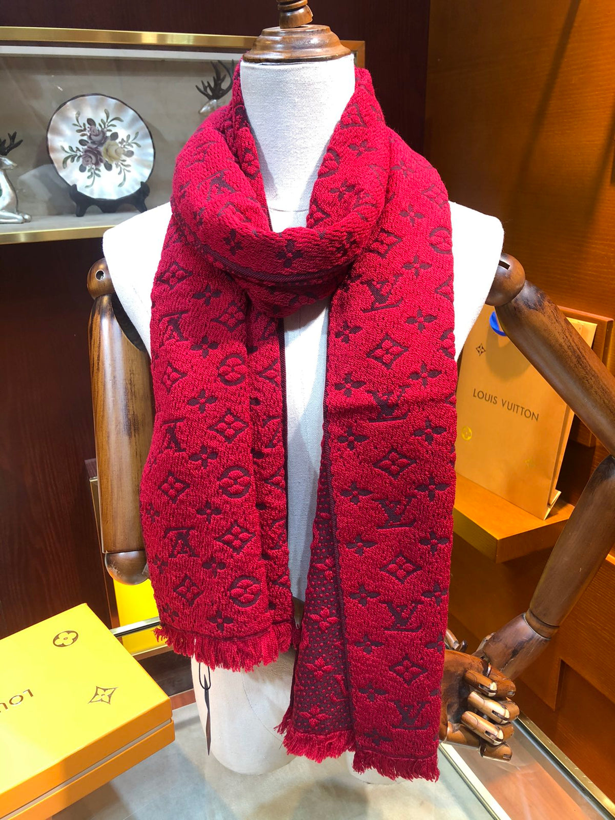 wool floral Scarf for men - alternate angle view 2