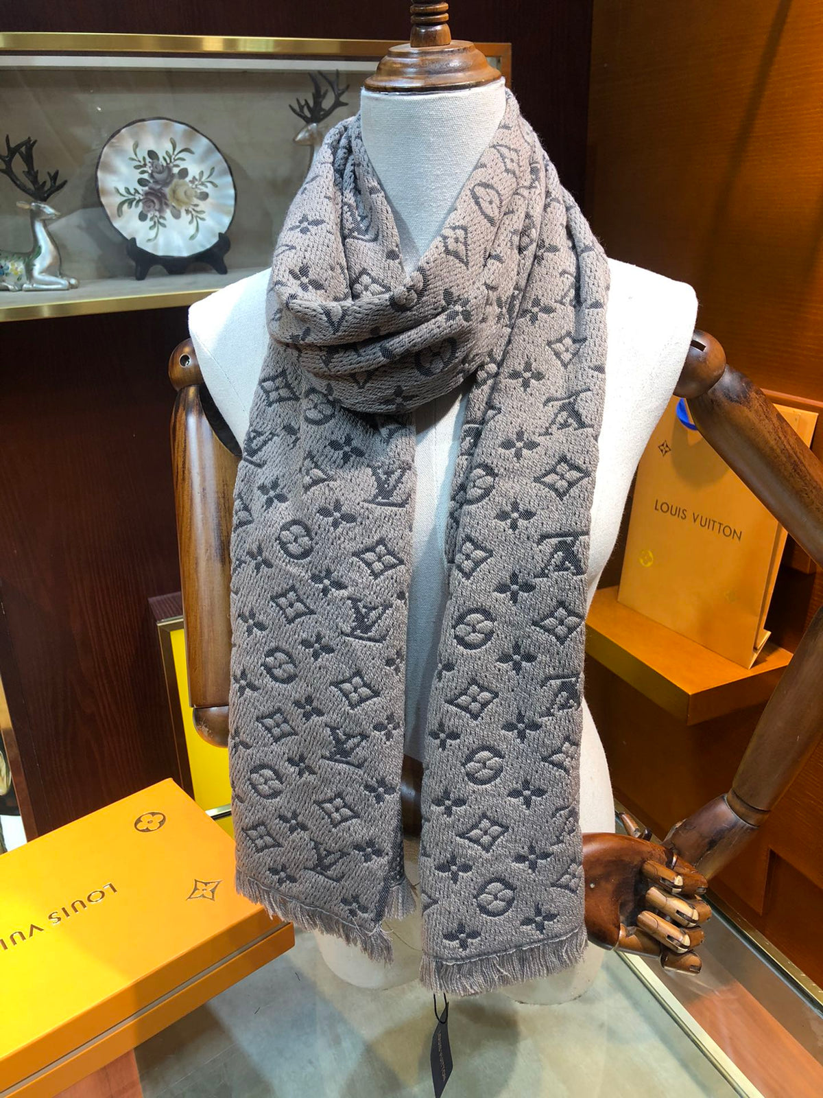 wool floral Scarf for men - alternate angle view 2