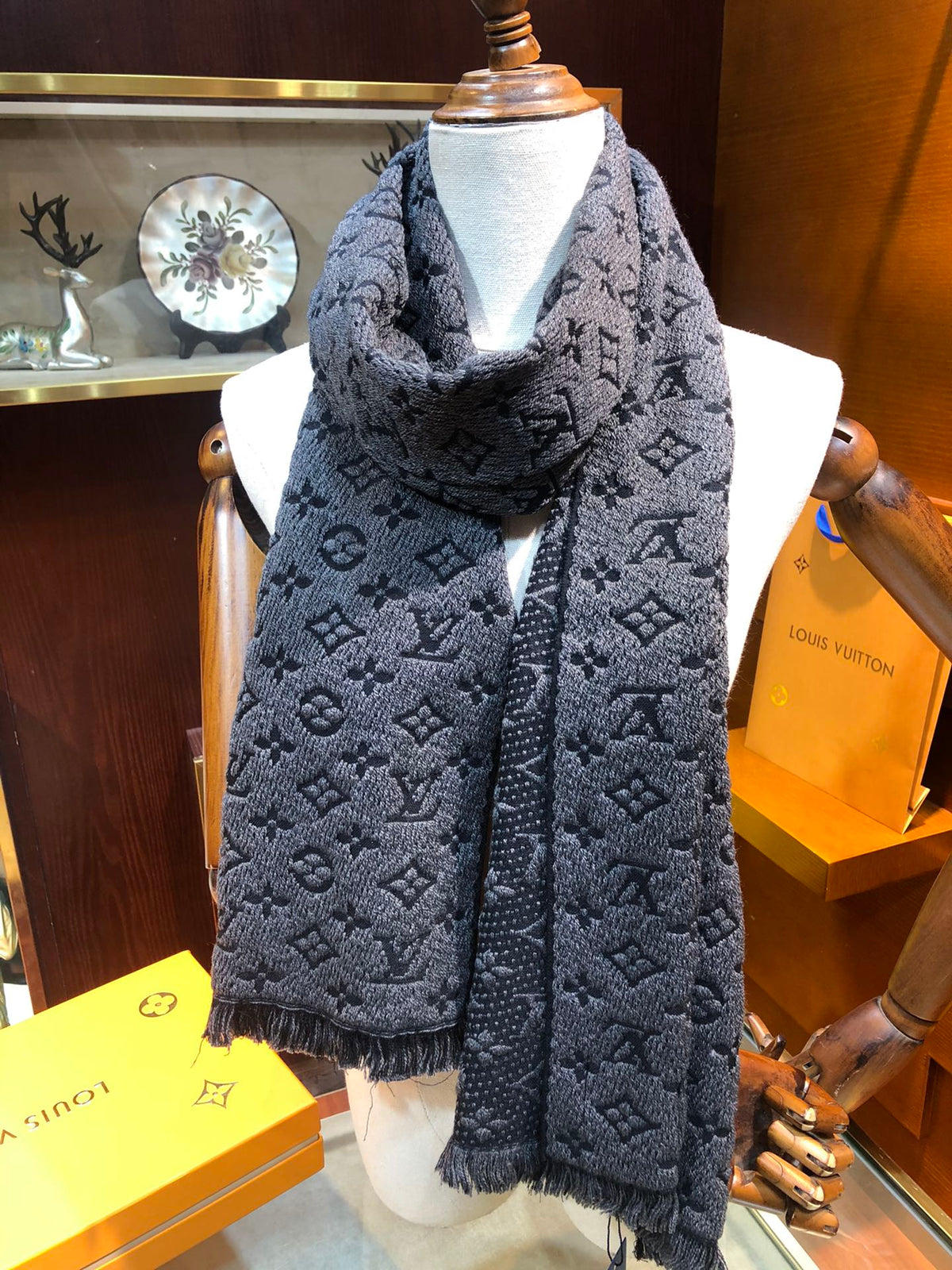 wool floral Scarf for men - alternate angle view 2