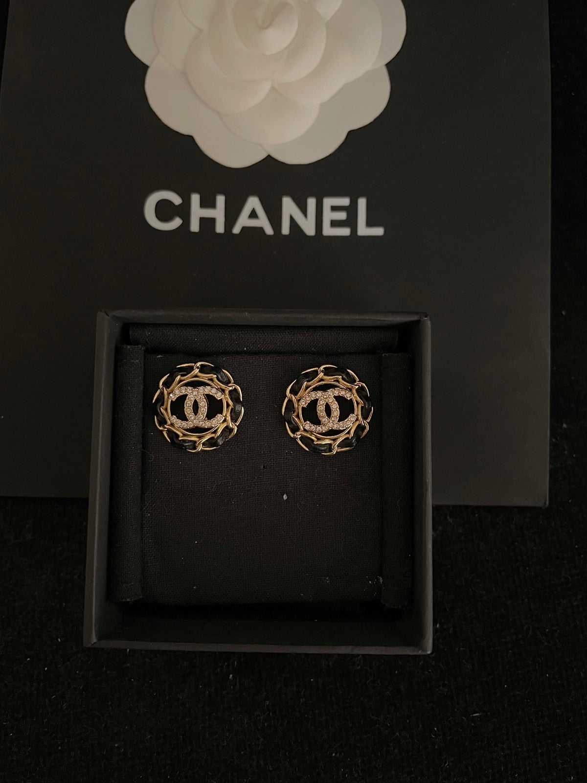 black leather Stud Earrings for women - alternate angle view 4