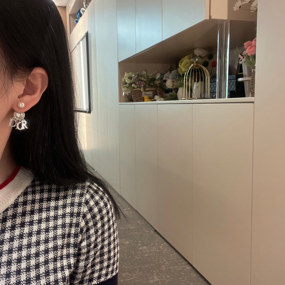 letter Stud Earrings for women - alternate angle view 2