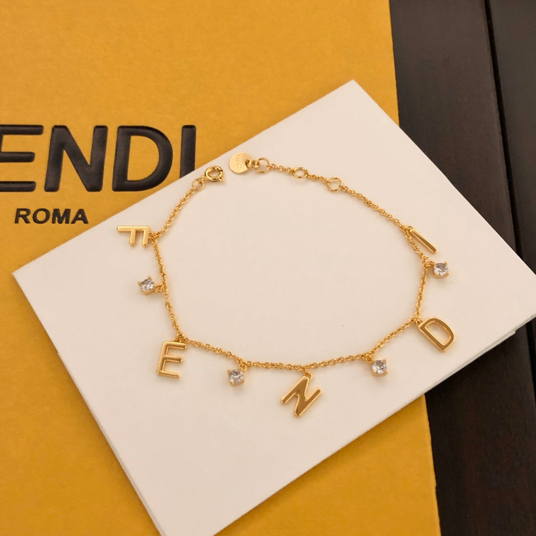 gold 18k gold plate letter Bracelet for women - alternate angle view 6