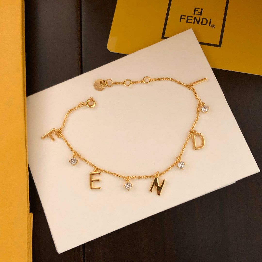 gold 18k gold plate letter Bracelet for women - alternate angle view 2