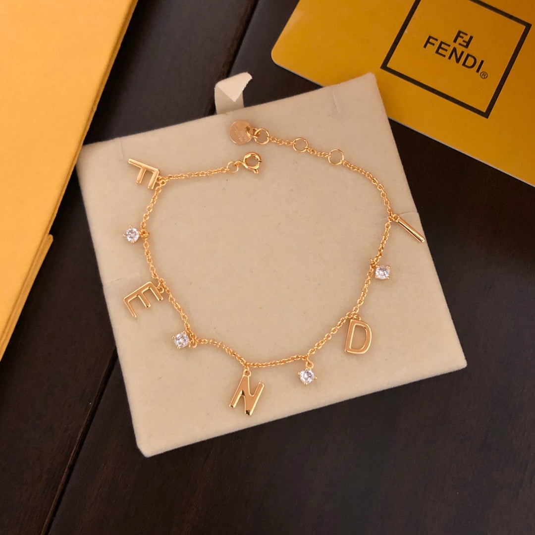gold 18k gold plate letter Bracelet for women - product detail view