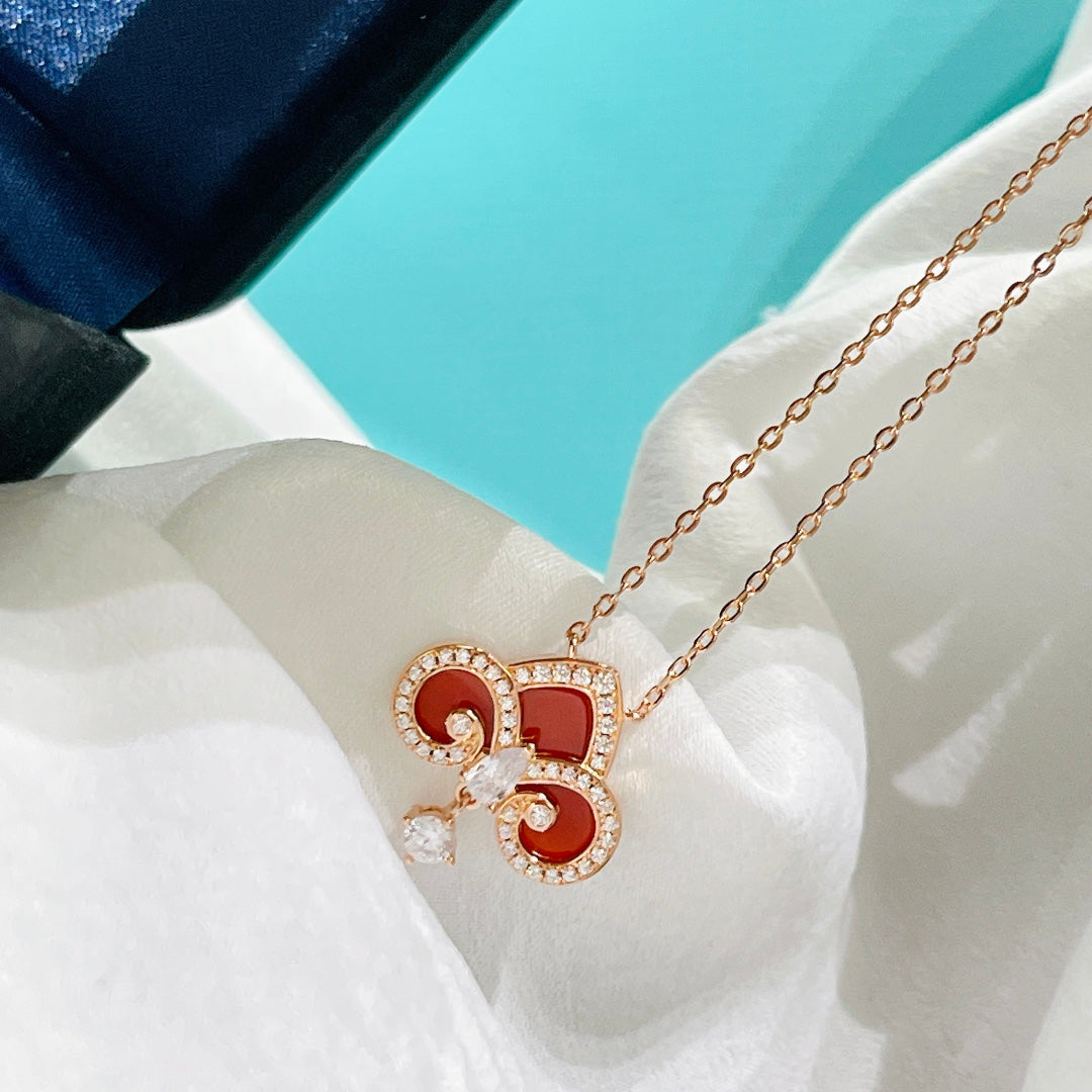 gold crystal floral Necklace for women - alternate angle view 9
