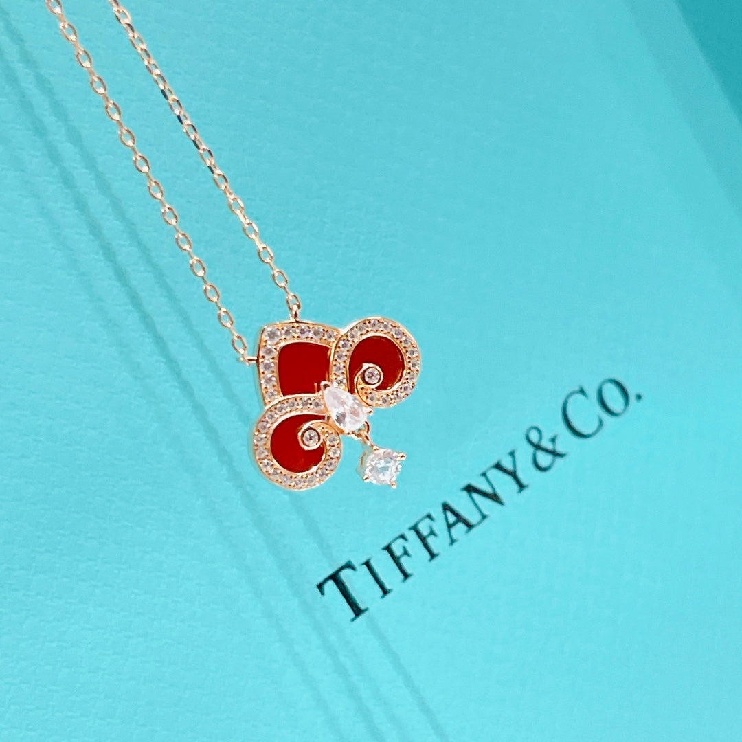 gold crystal floral Necklace for women - alternate angle view 5