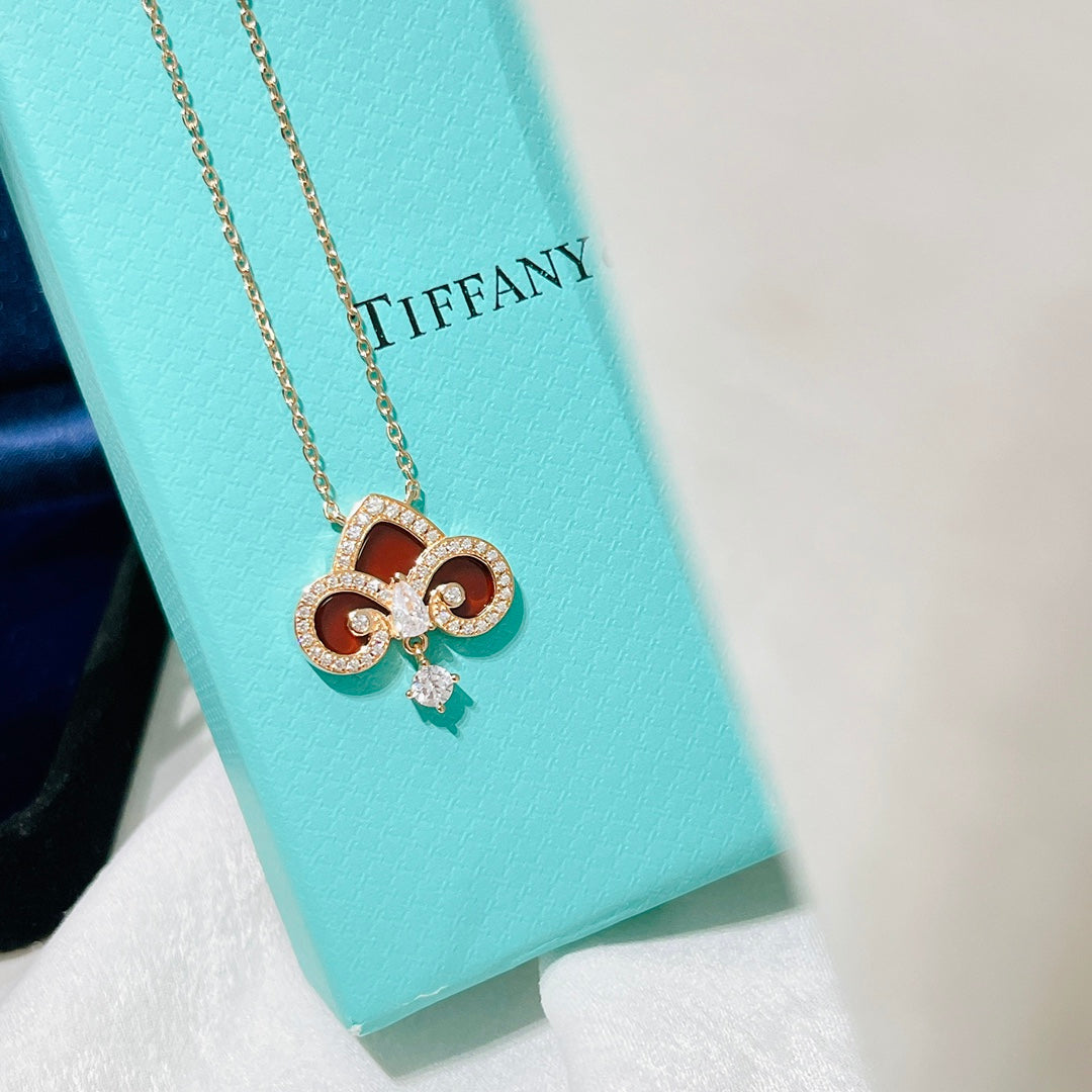 gold crystal floral Necklace for women - product detail view