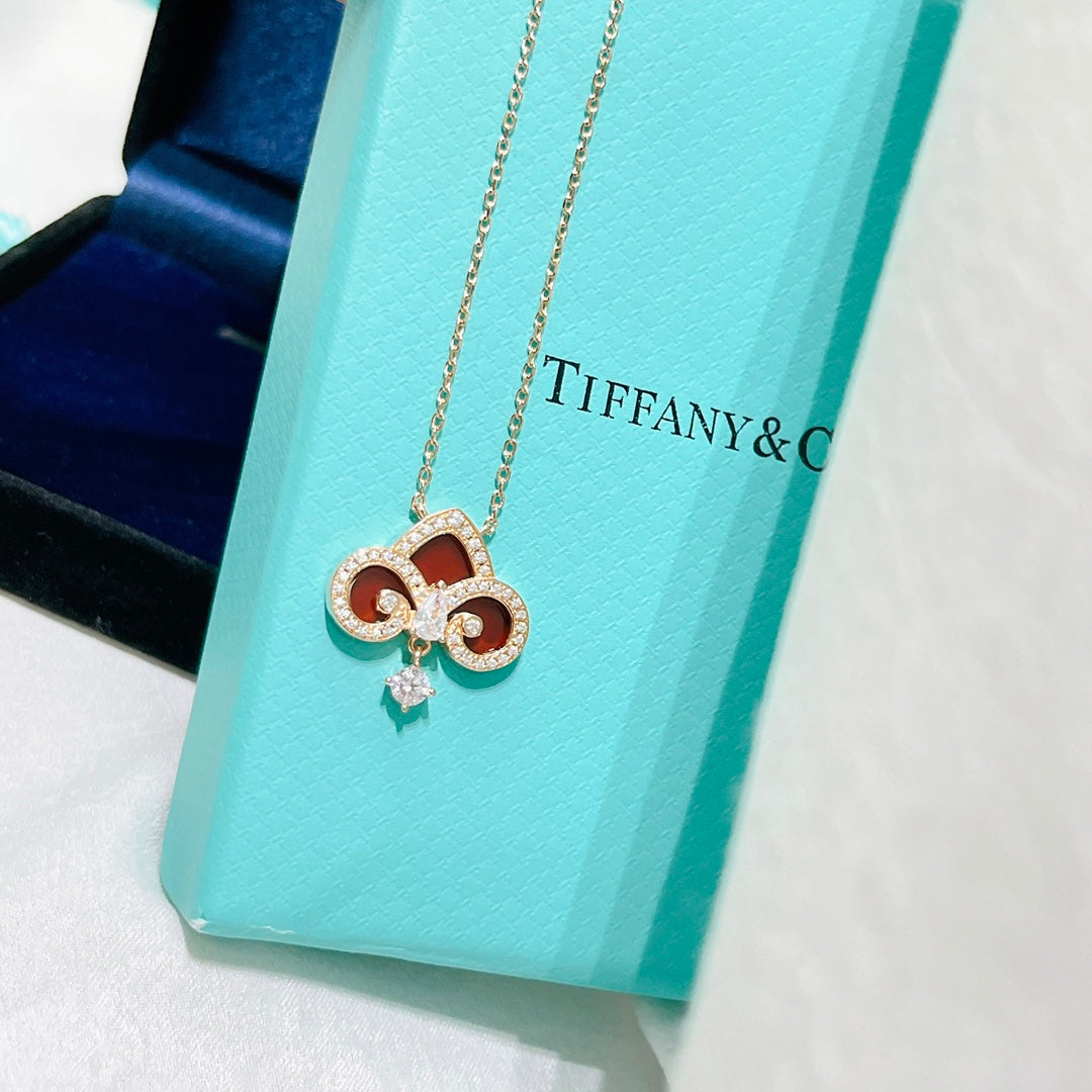 gold crystal floral Necklace for women - alternate angle view 7