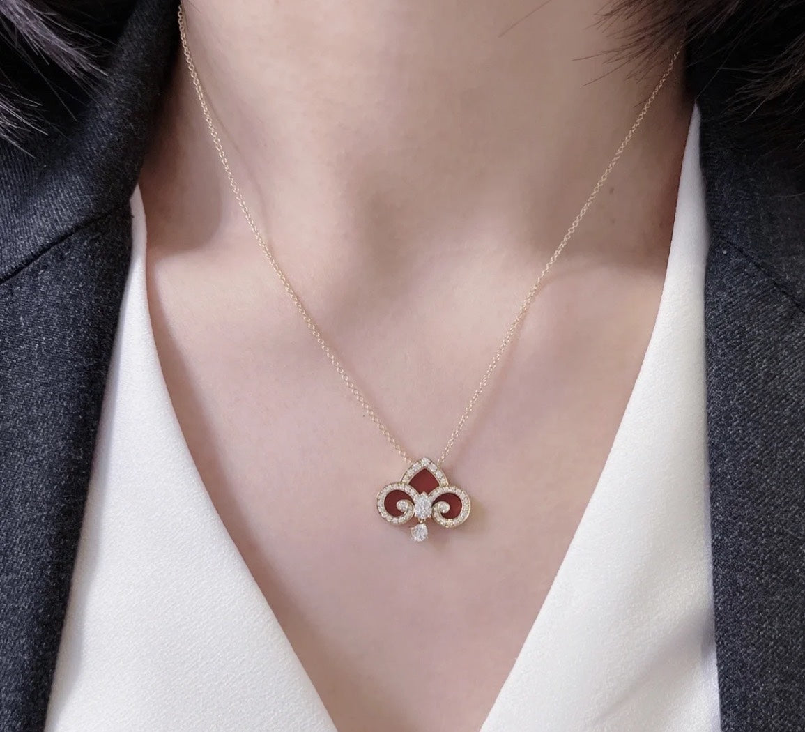 gold crystal floral Necklace for women - alternate angle view 8