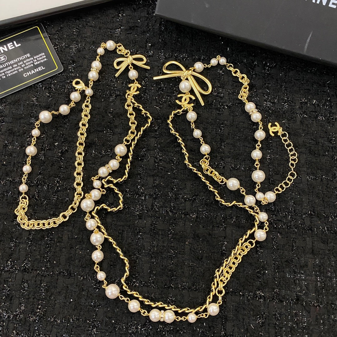 gold pearl butterfly Necklace for women - alternate angle view 8