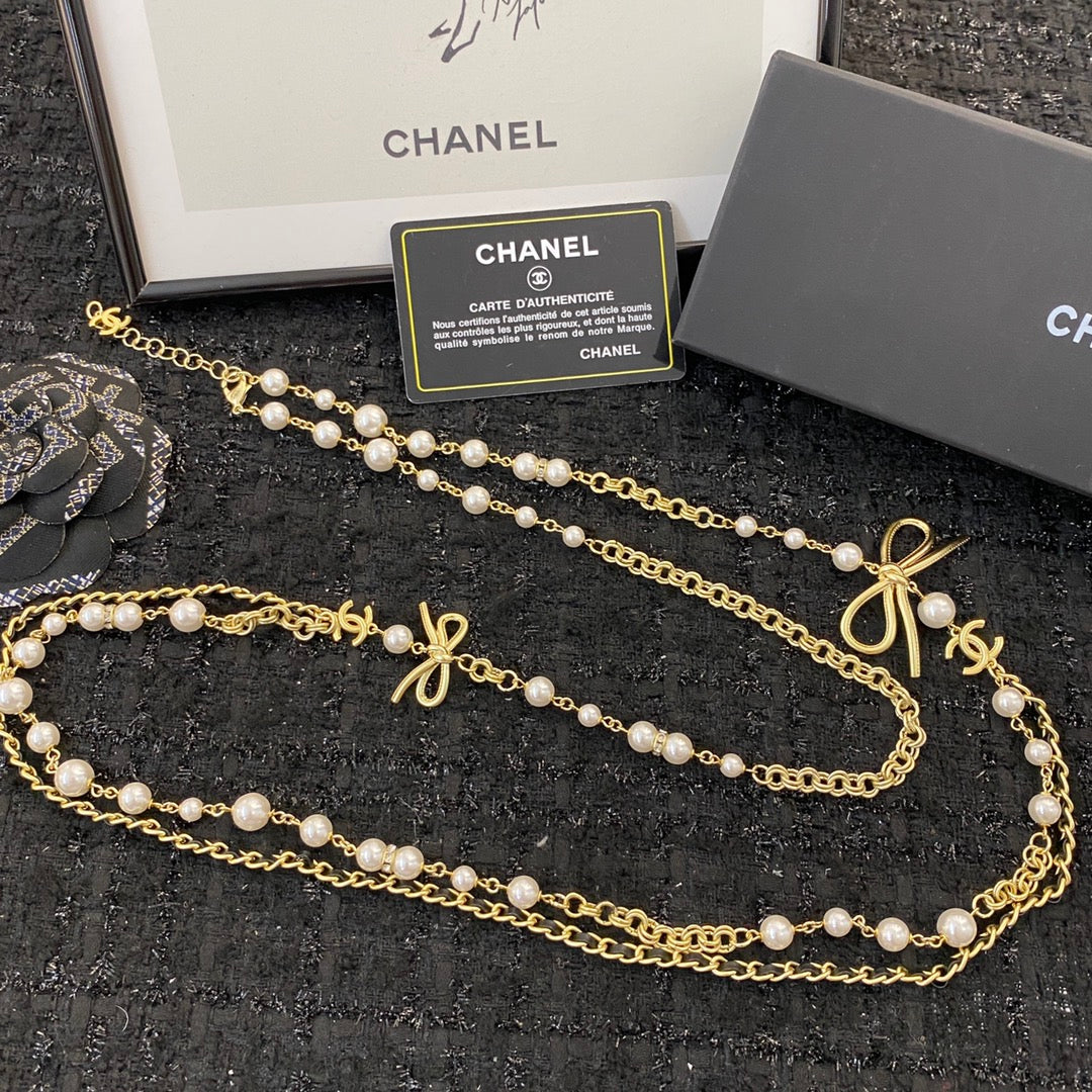 gold pearl butterfly Necklace for women - alternate angle view 3