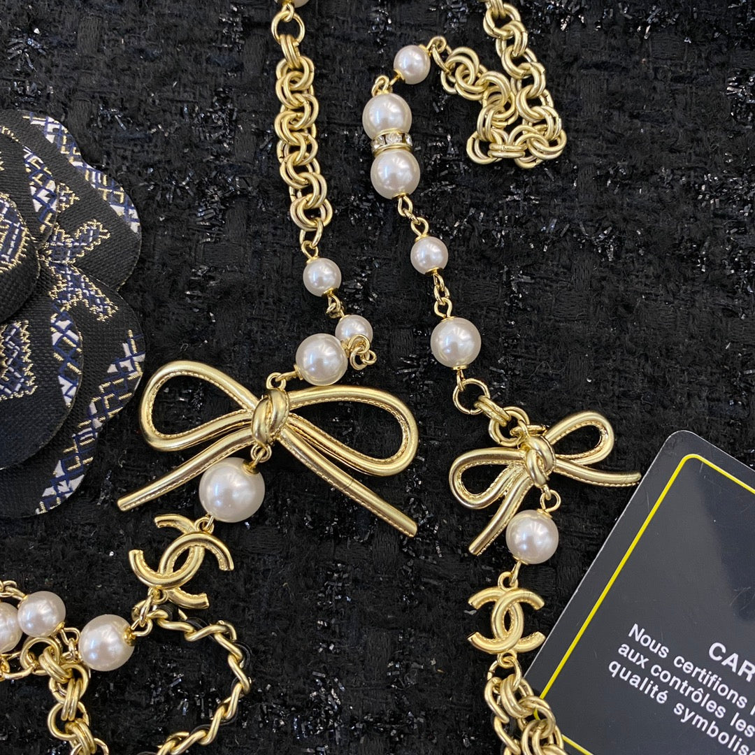 gold pearl butterfly Necklace for women - alternate angle view 6