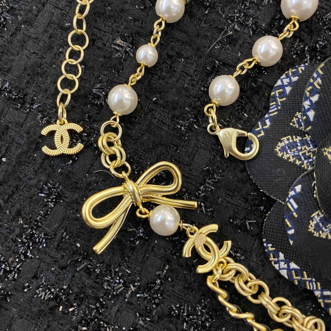 gold pearl butterfly Necklace for women - alternate angle view 7