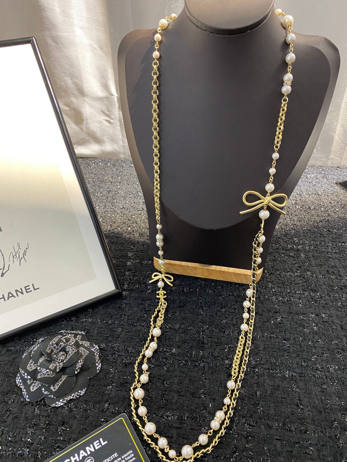 gold pearl butterfly Necklace for women - product detail view