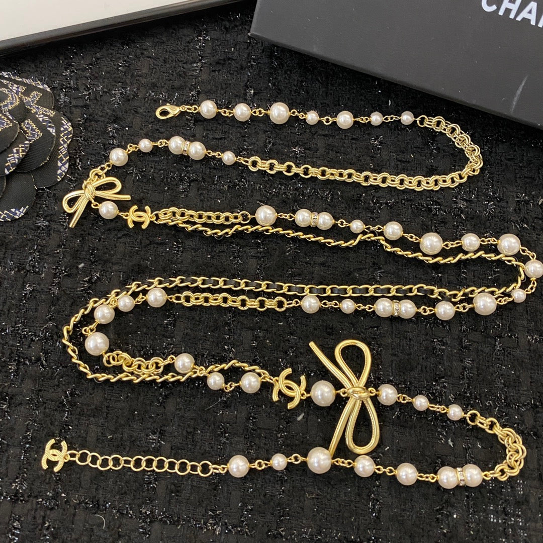 gold pearl butterfly Necklace for women - alternate angle view 4