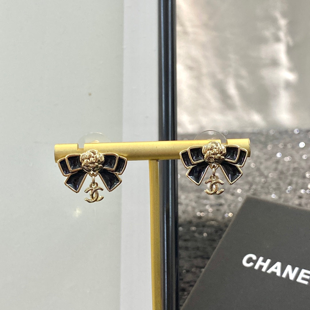 black butterfly Stud Earrings for women - alternate angle view 2