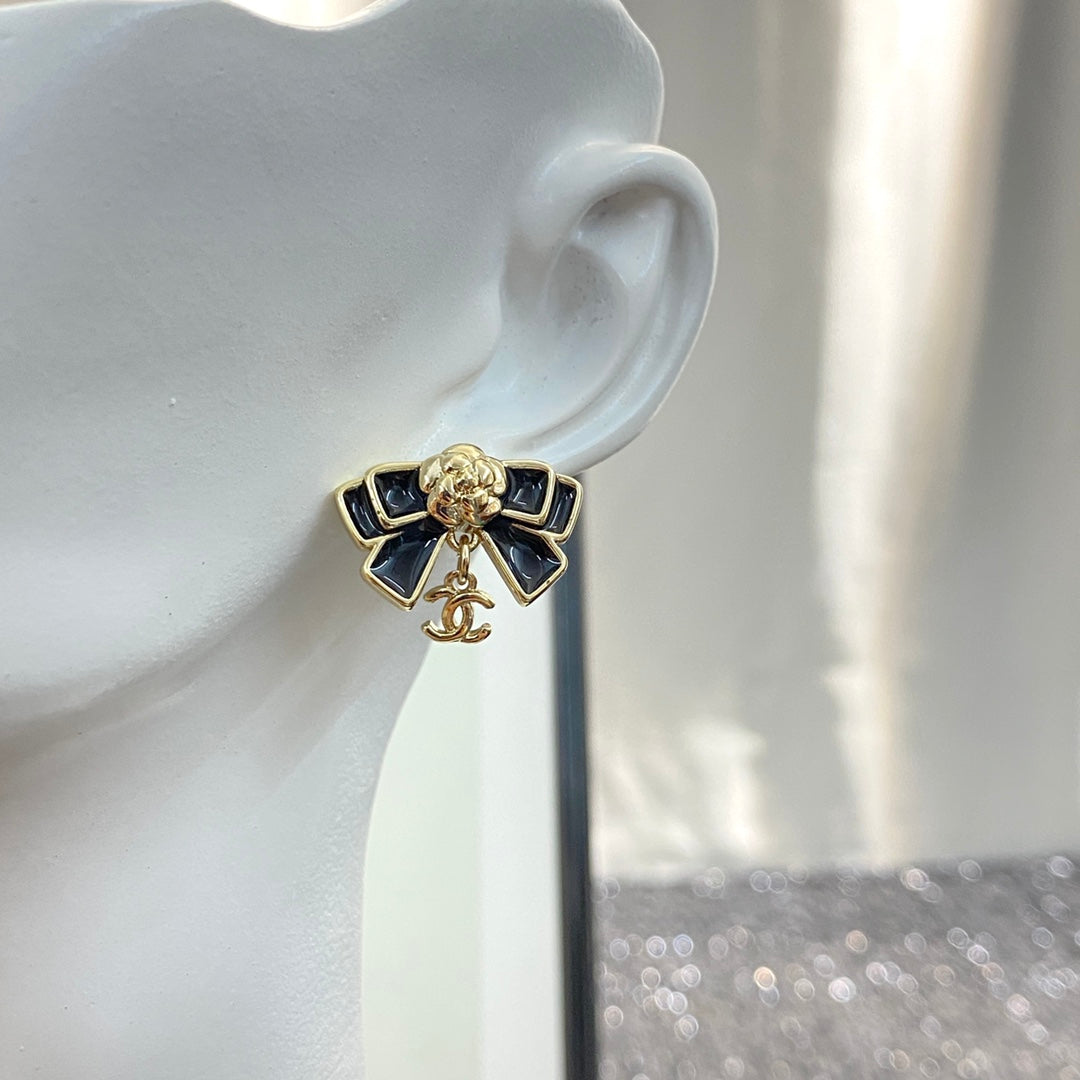 black butterfly Stud Earrings for women - alternate angle view 3