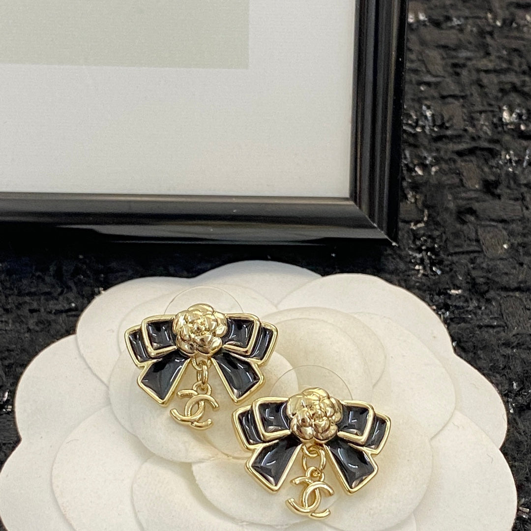 black butterfly Stud Earrings for women - alternate angle view 6