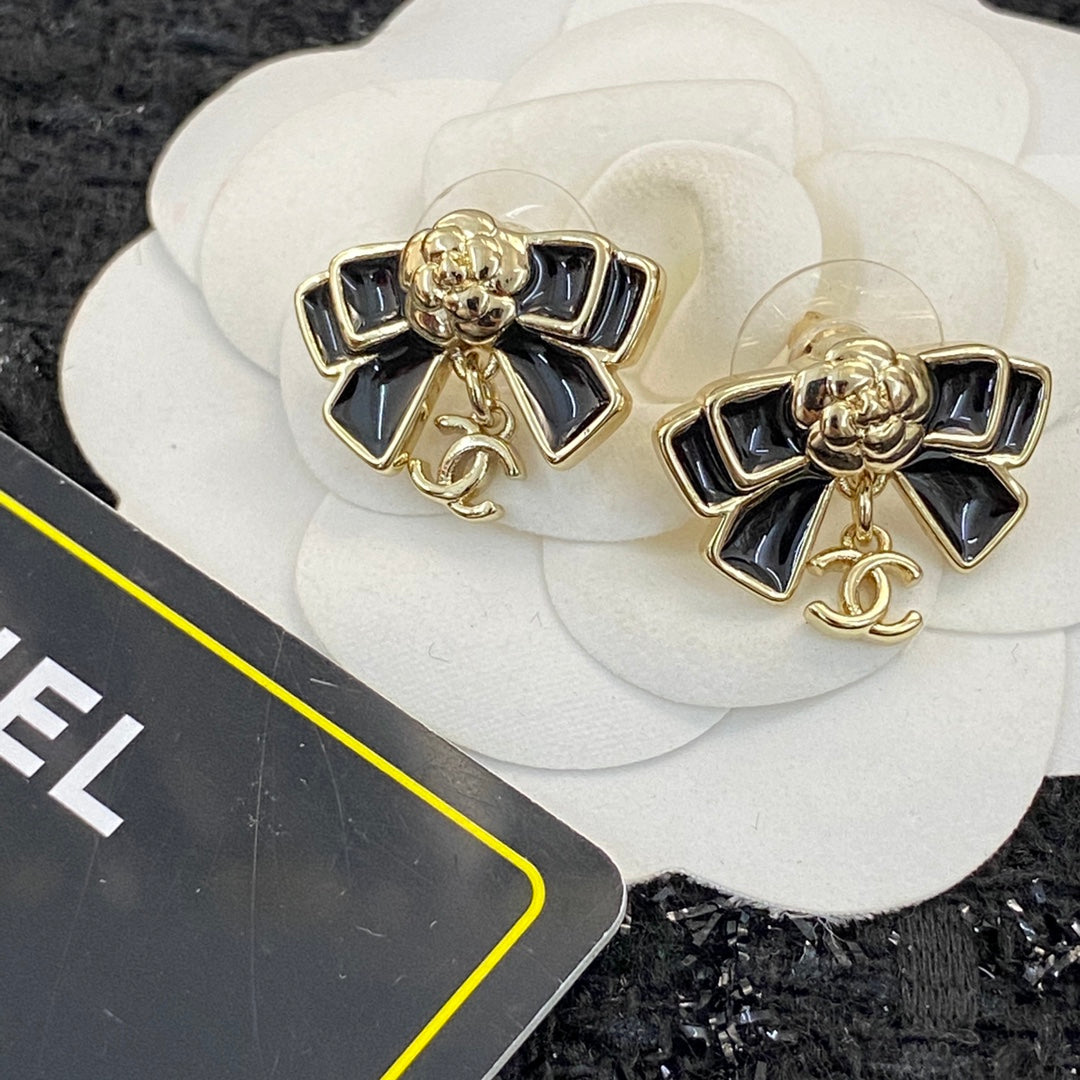 black butterfly Stud Earrings for women - product detail view