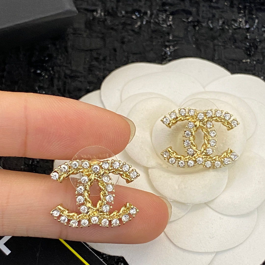 crystal floral Stud Earrings for women - alternate angle view 3